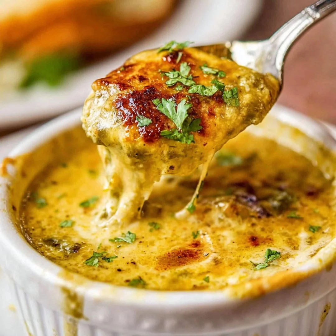 Bowl of hearty stuffed chile soup showcasing vibrant ingredients and spices
