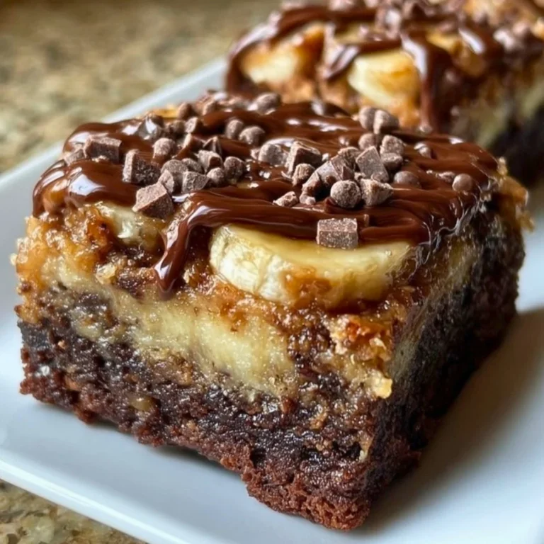 Delicious banana bread brownies on a plate with a fork
