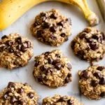 Freshly baked banana oatmeal cookies on a cooling rack