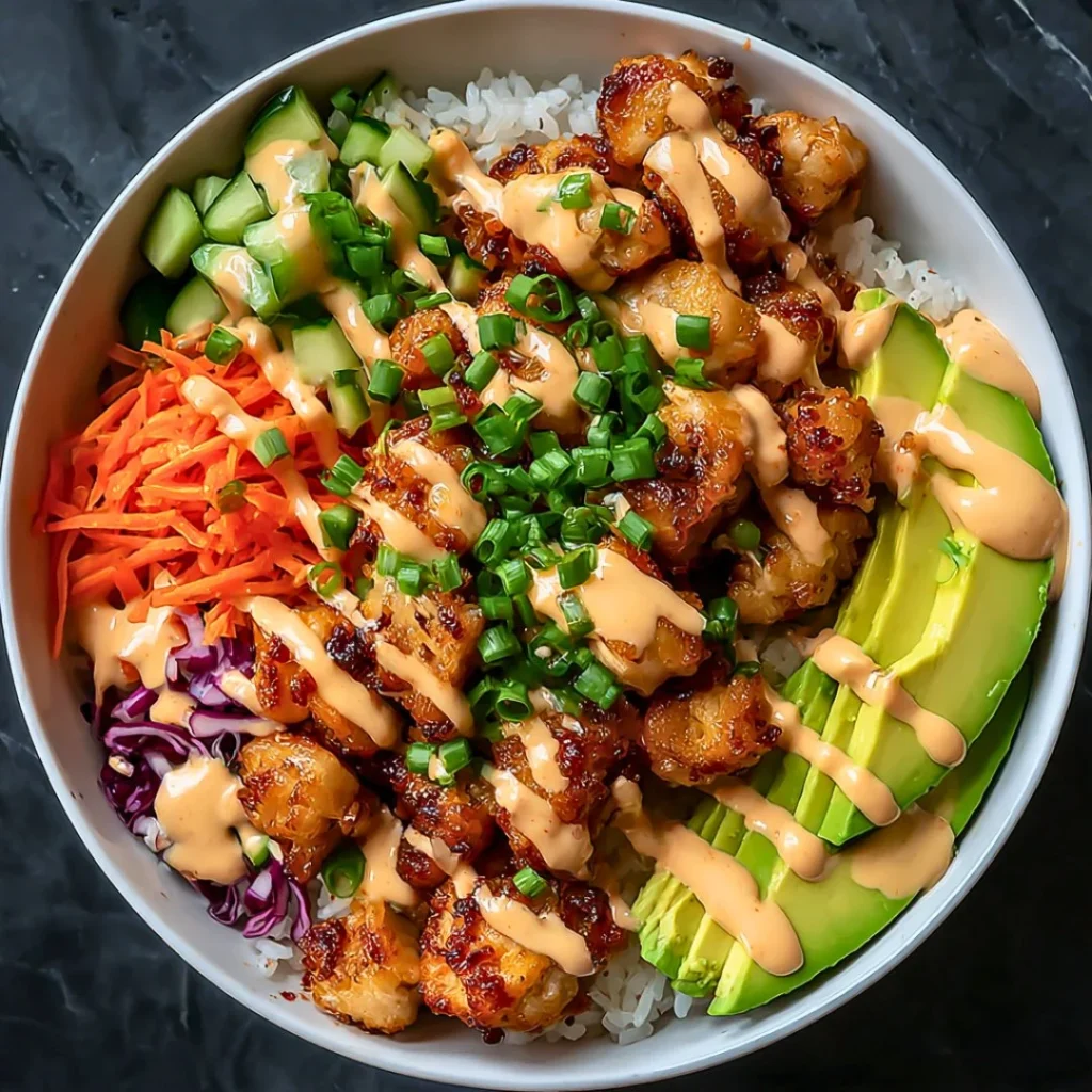Delicious Bang Bang Chicken Bowl recipe featuring vibrant flavors and fresh ingredients.