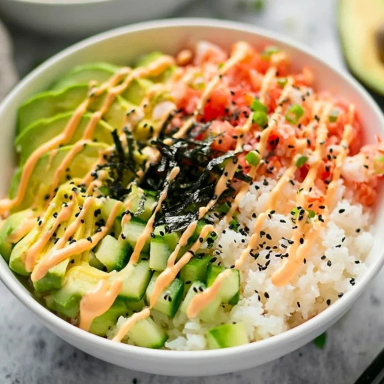 California Roll Sushi Bowl with fresh ingredients and vibrant presentation