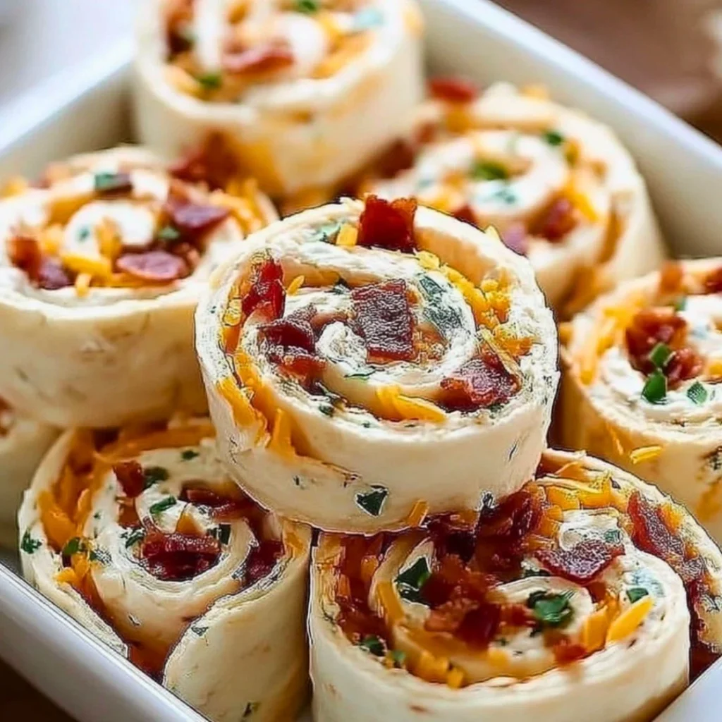 Delicious Cheddar Bacon Ranch Pinwheels appetizer served on a platter
