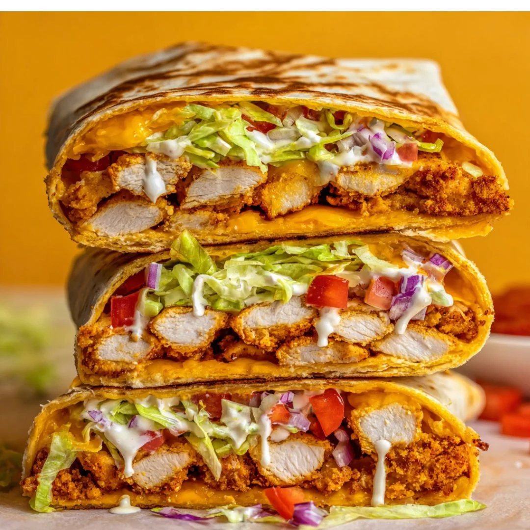 Delicious Chicken Crunch Wrap with crispy chicken and fresh ingredients
