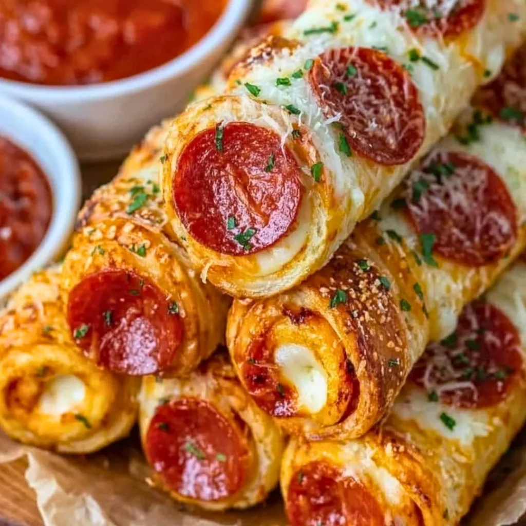 Delicious pepperoni pizza roll breadsticks ideal for quick and easy snacking