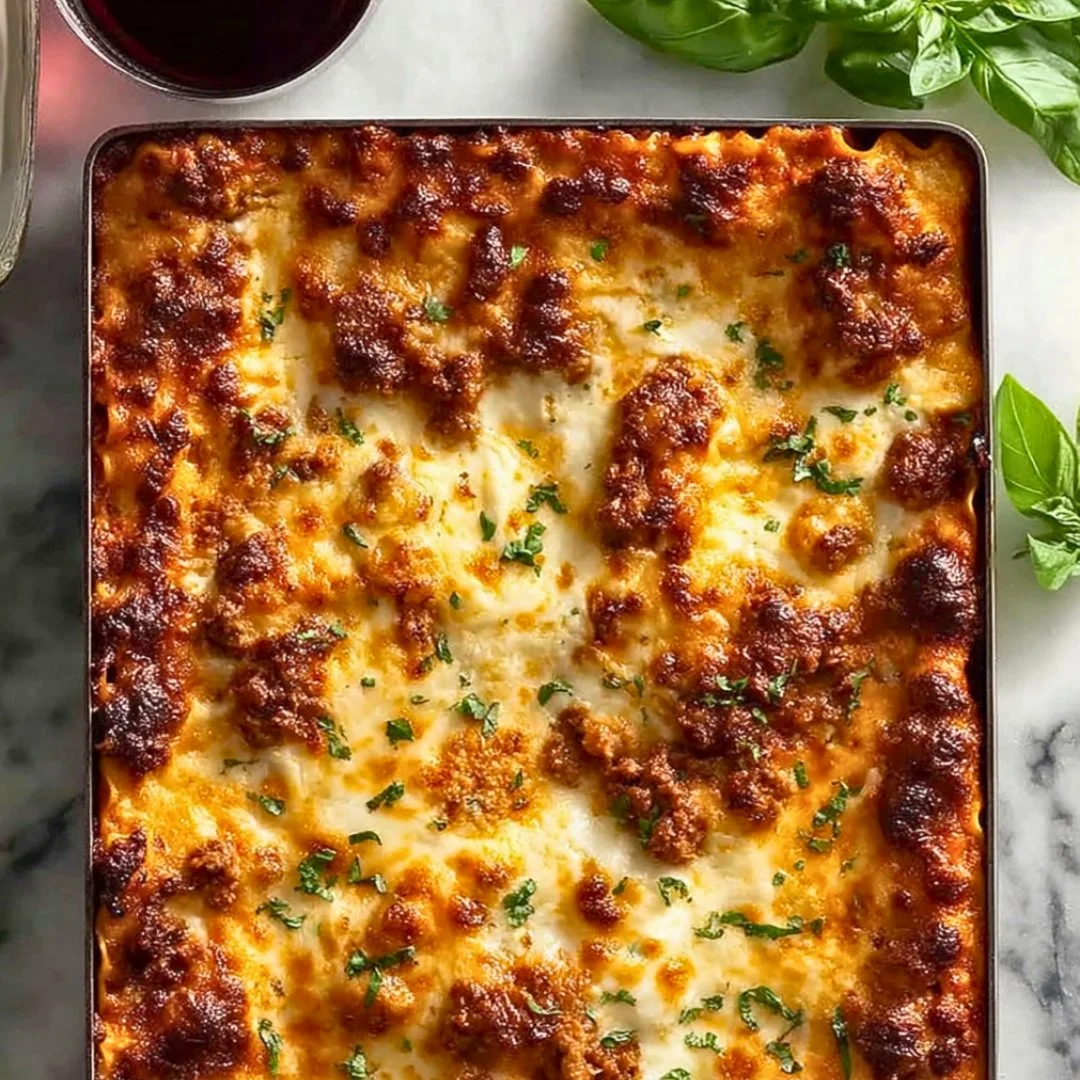 Easy cottage cheese lasagna with layers of noodles and creamy cottage cheese