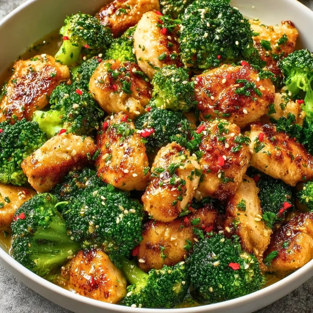 Garlic Butter Chicken with Broccoli served on a plate