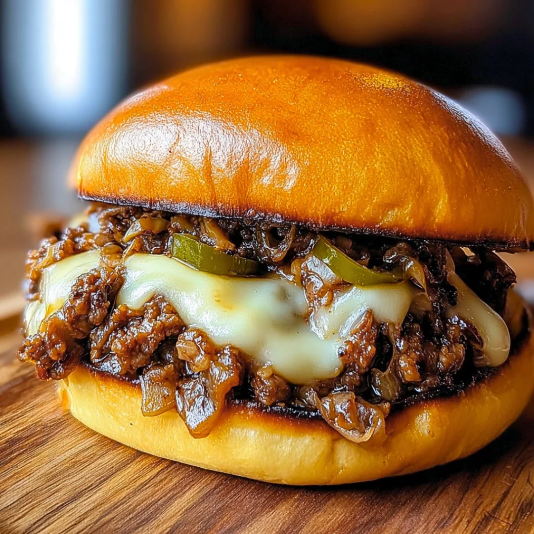 Gordon Ramsay's Philly Cheesesteak Sloppy Joes on a plate ready to serve.