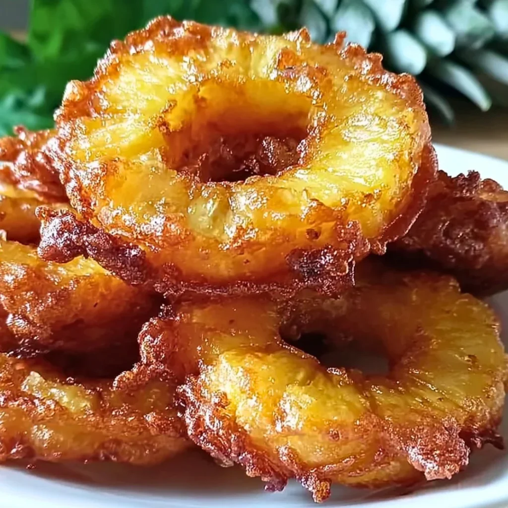 Delicious pineapple fritters showcasing a golden crispy exterior and tropical fruit filling.