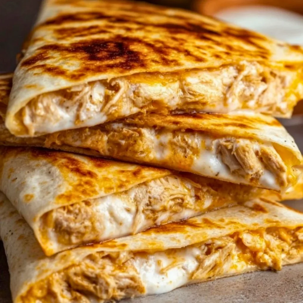 High-protein chicken ranch quesadilla with melted cheese and savory chicken