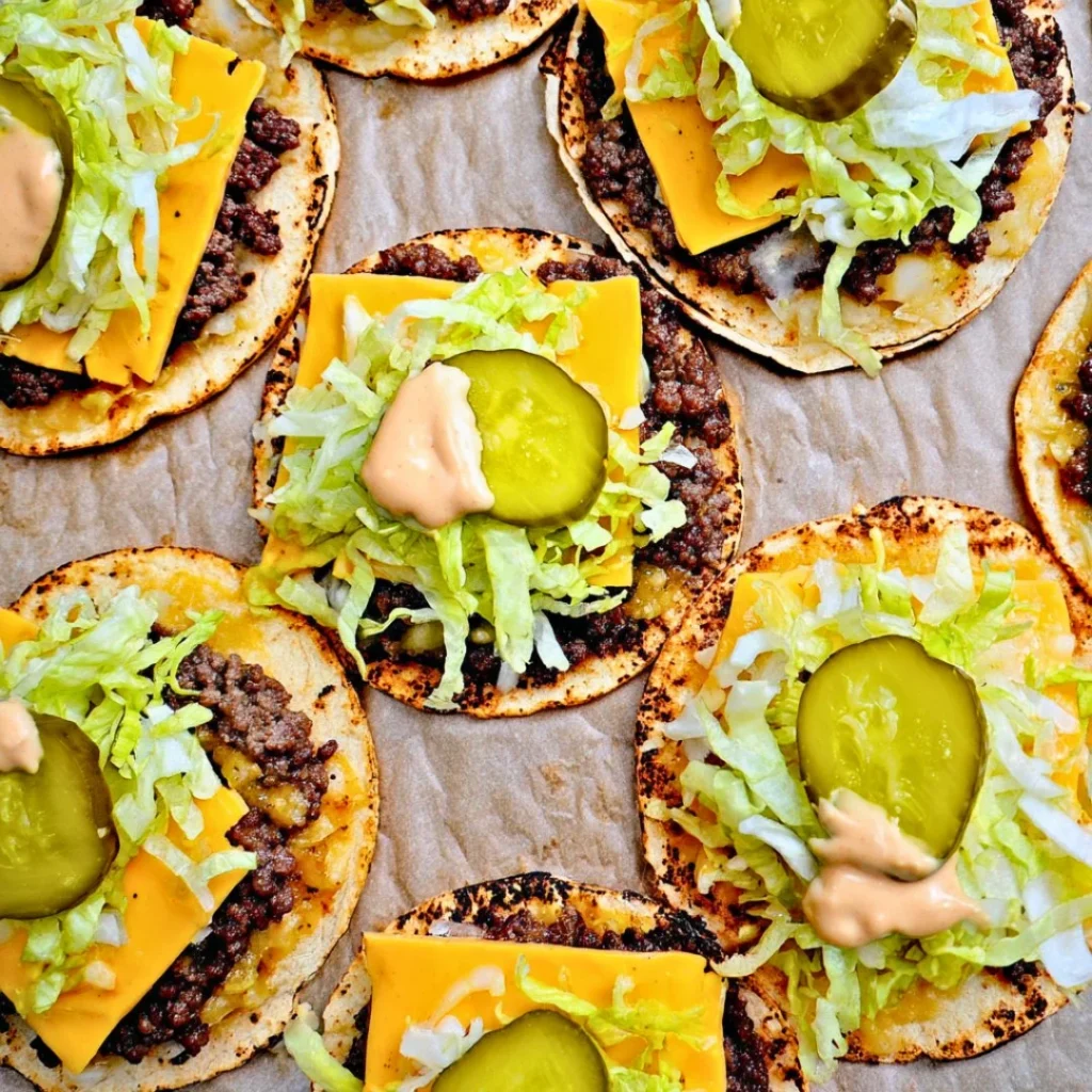 Keto Big Mac Smash Burgers with fresh ingredients and toppings