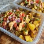 Delicious Loaded Potato Taco Bowl with colorful toppings