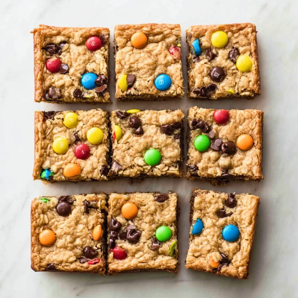 Homemade Oatmeal Chocolate Chip Bars with chocolate chunks and oats