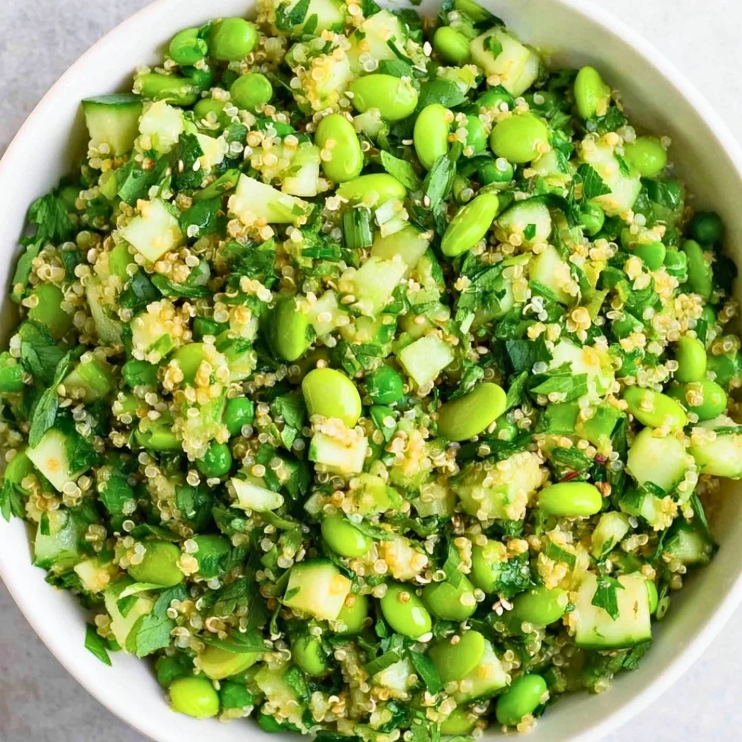 High protein salad with Asian dressing, fresh ingredients and vibrant colors.