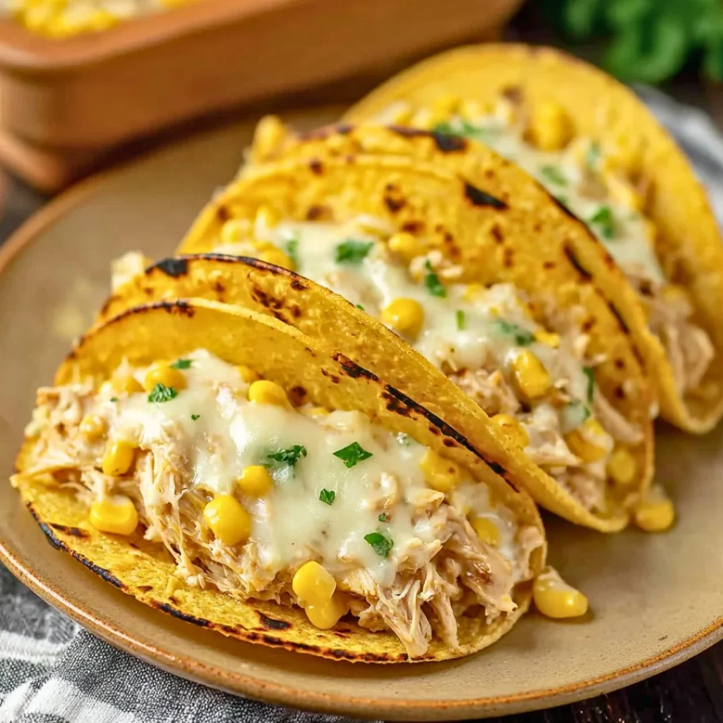 Delicious white chicken chili tacos served on a plate