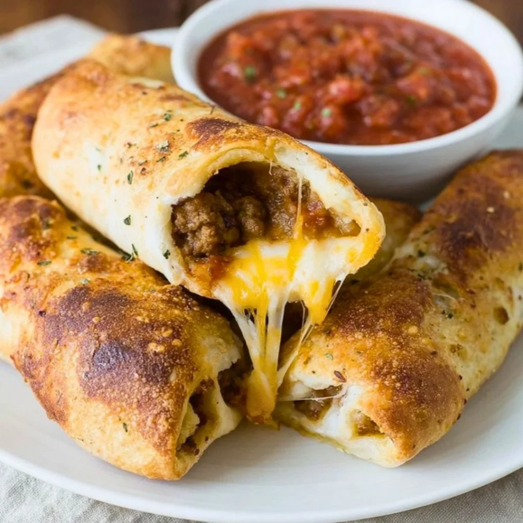Cheesy taco sticks served on a platter, ideal for parties and snacks.
