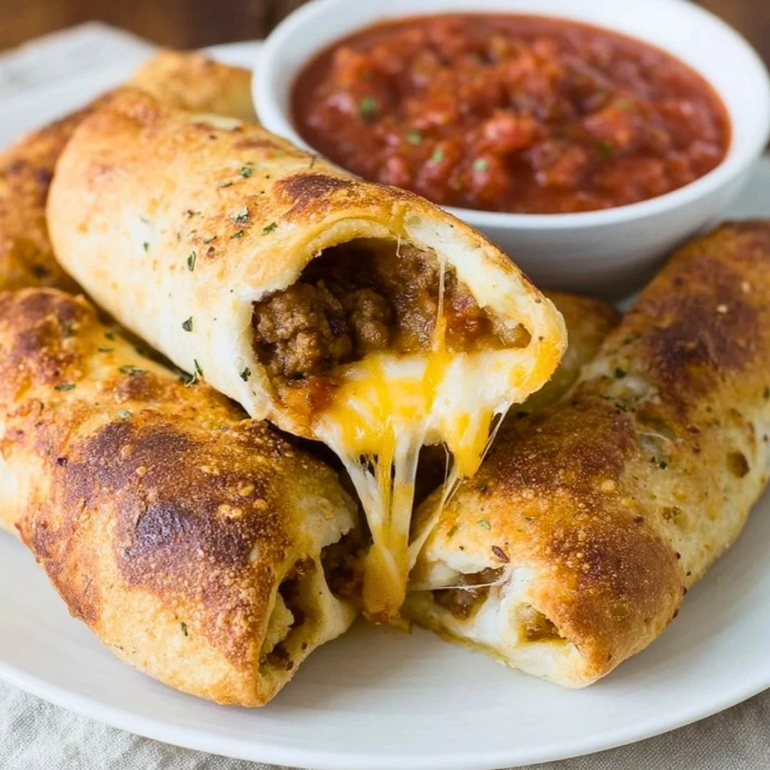 Cheesy taco sticks served on a platter, ideal for parties and snacks.