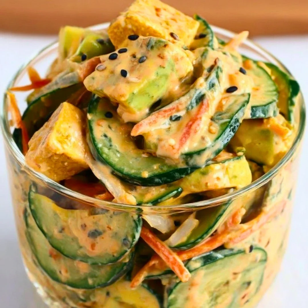 Creamy Asian Cucumber Salad Bowl with vibrant cucumbers and dressing