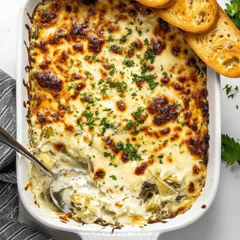 Creamy easy spinach artichoke dip served with crispy tortilla chips.