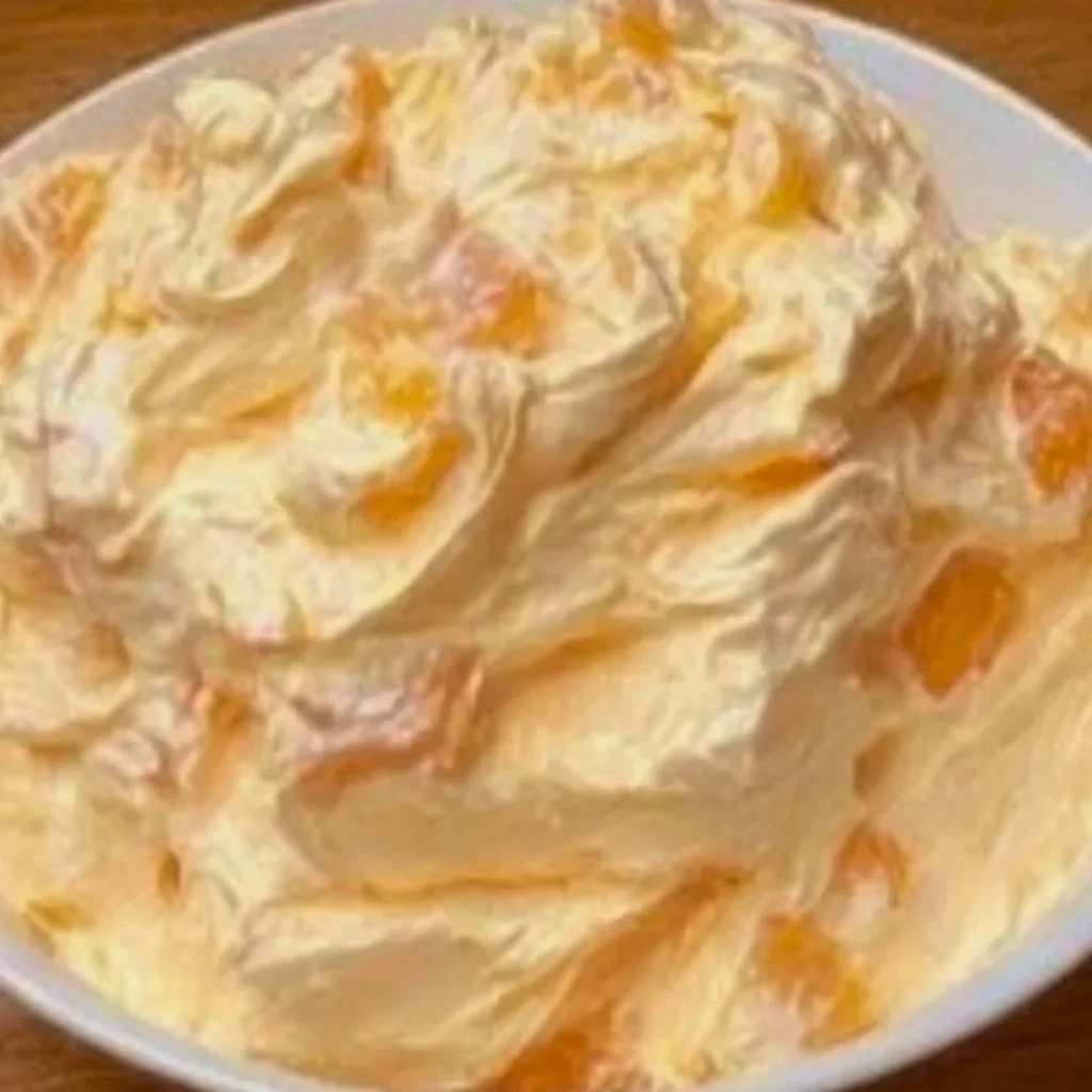 Delicious Mandarin Orange Jello Salad served in a bowl with vibrant orange slices