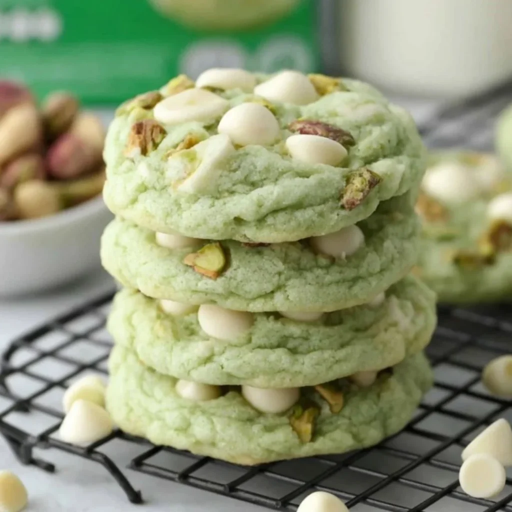 Delicious homemade pistachio cookies with instant pudding mix.