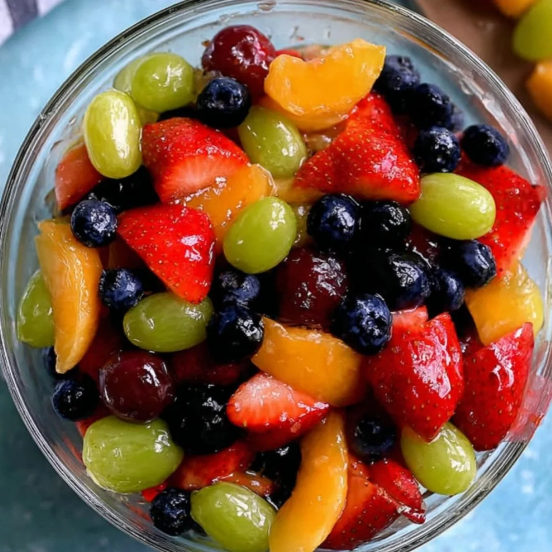 Delicious secret ingredient fruit salad with various colorful fruits