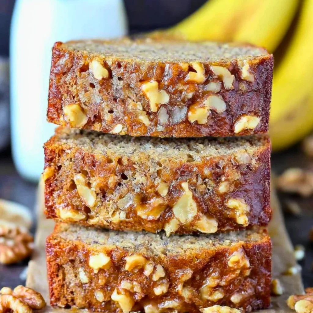 Delicious slice of Starbucks copycat banana bread on a plate