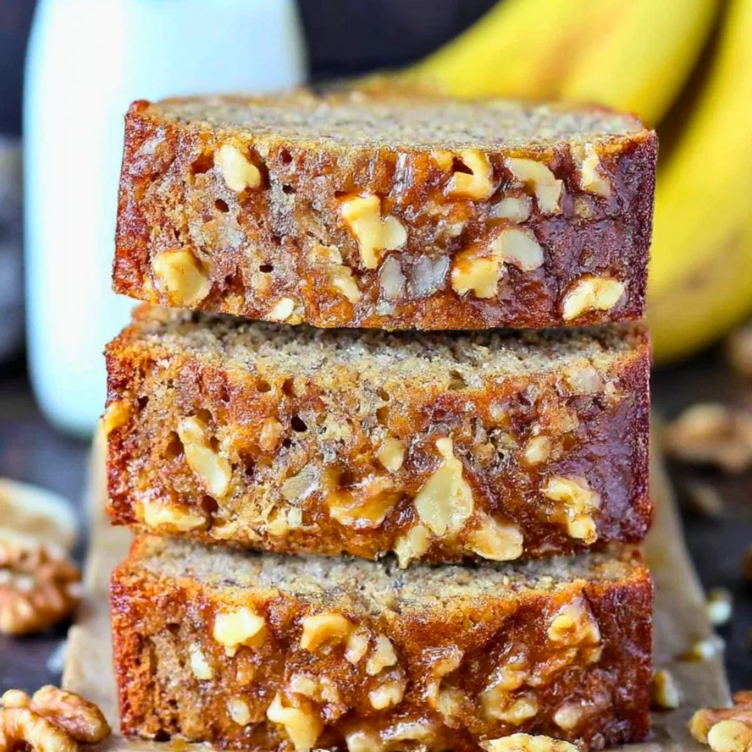 Delicious slice of Starbucks copycat banana bread on a plate