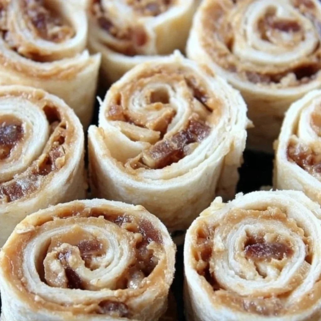 Banana Peanut Butter Roll-Ups featuring slices of banana and spread.