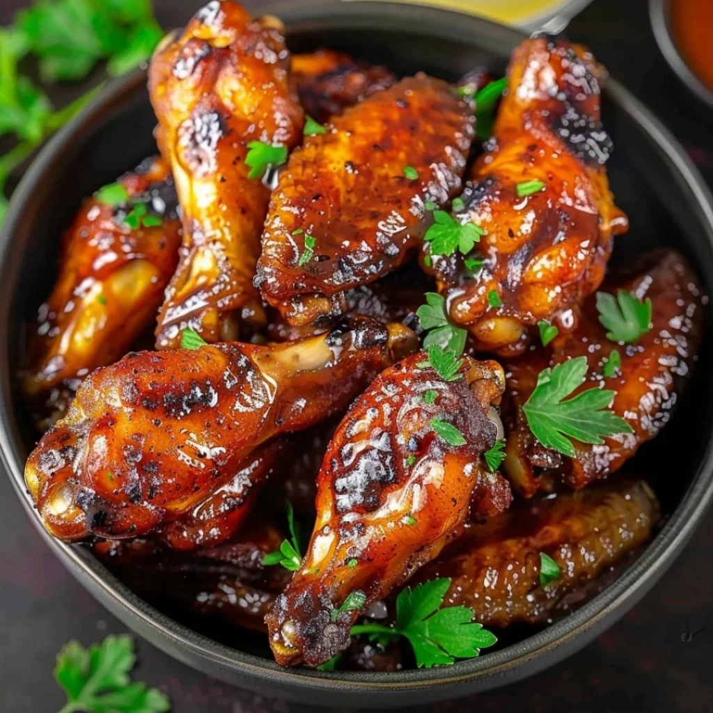 Delicious Brown Sugar Cajun Wings garnished with herbs and spices