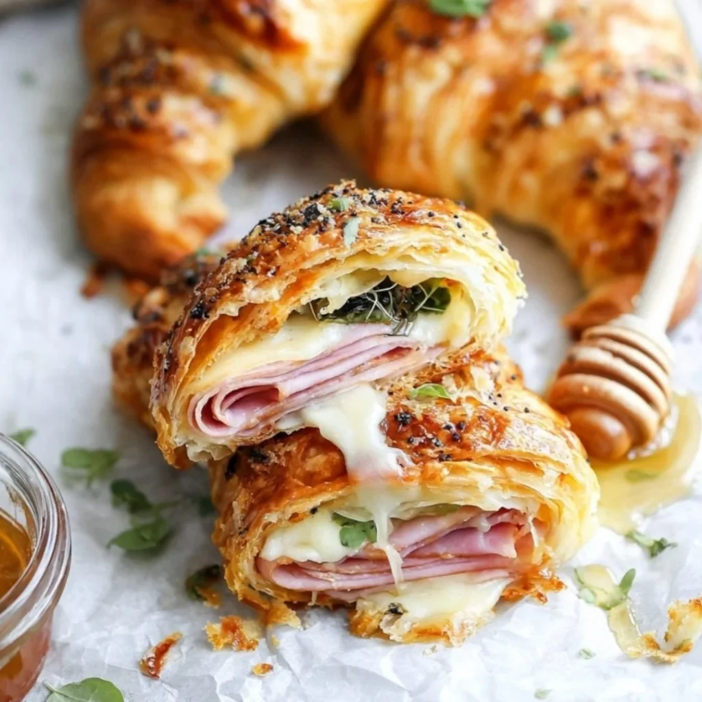 Buttery garlic baked croissants stuffed with turkey and Havarti cheese