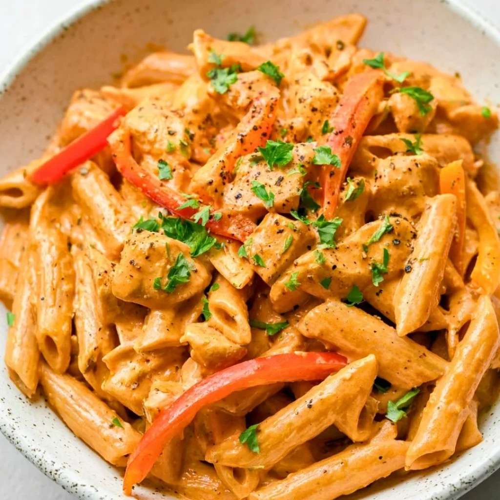 Creamy dairy-free Cajun chicken pasta with cashew cream and spices