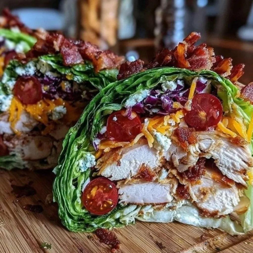 Fresh Keto Turkey Club Lettuce Wraps with turkey and vegetables