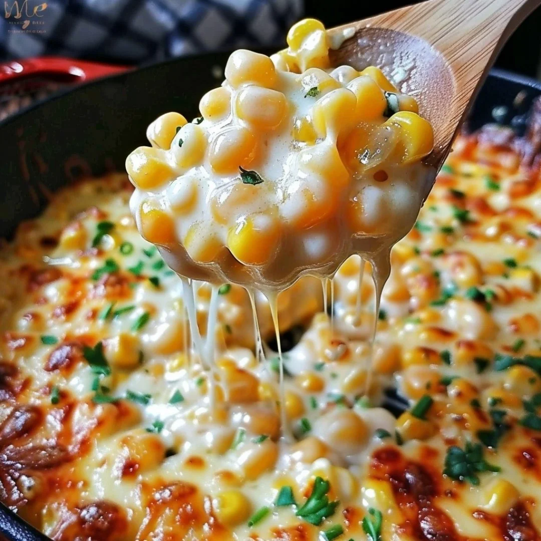 Delicious honey butter creamy skillet corn served in a bowl