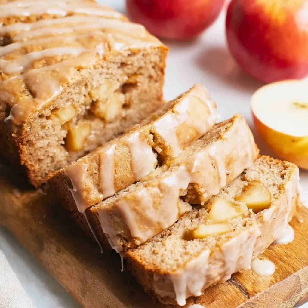 Freshly baked sourdough apple bread with chunks of apple