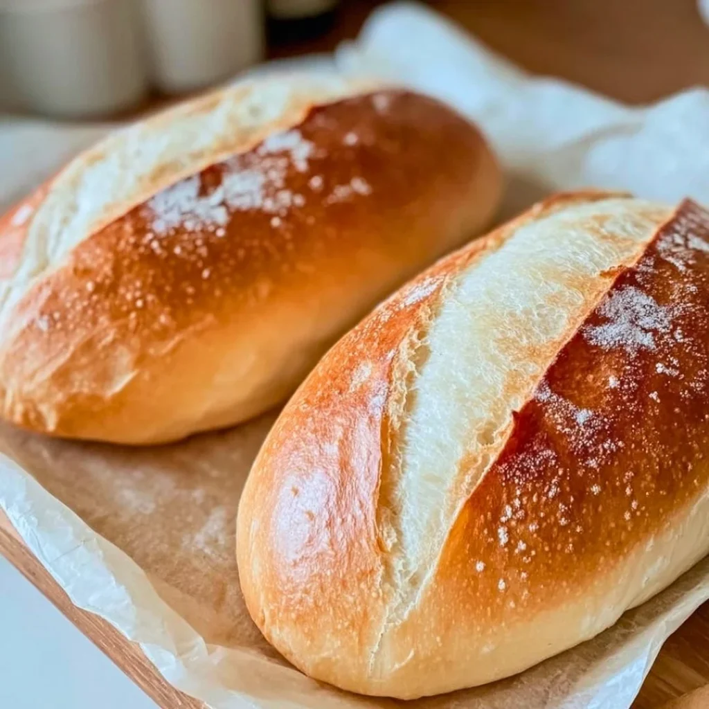 Tasty Sourdough Discard French Bread loaf on a wooden cutting board