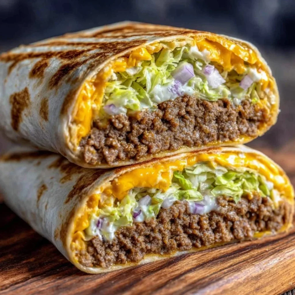 Homemade Big Mac Wrap featuring lettuce, cheese, and special sauce
