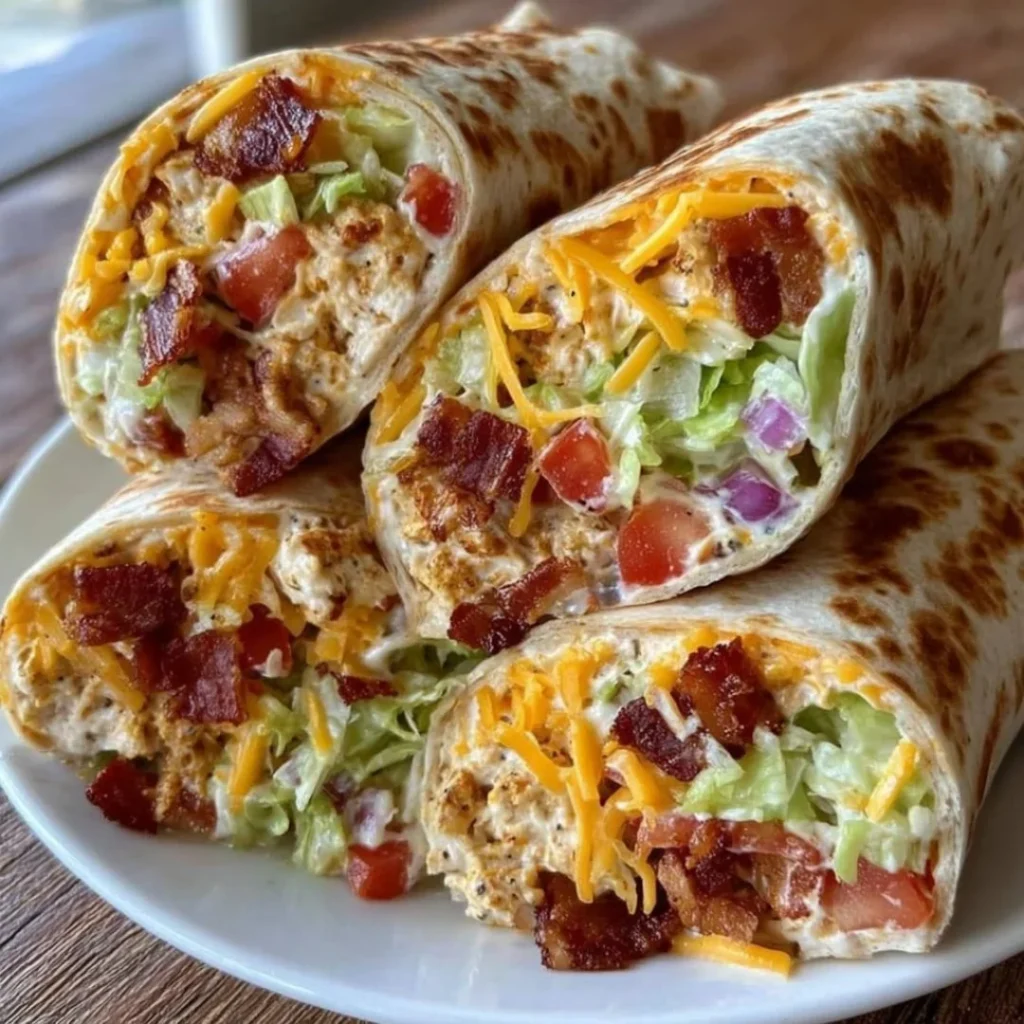 Cheesy bacon ranch wraps filled with savory ingredients and wrapped in soft tortillas.