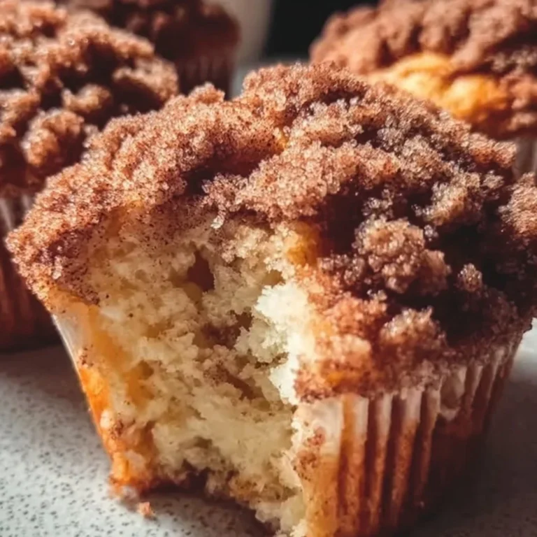 Freshly baked coffee cake muffins with a crumble topping.