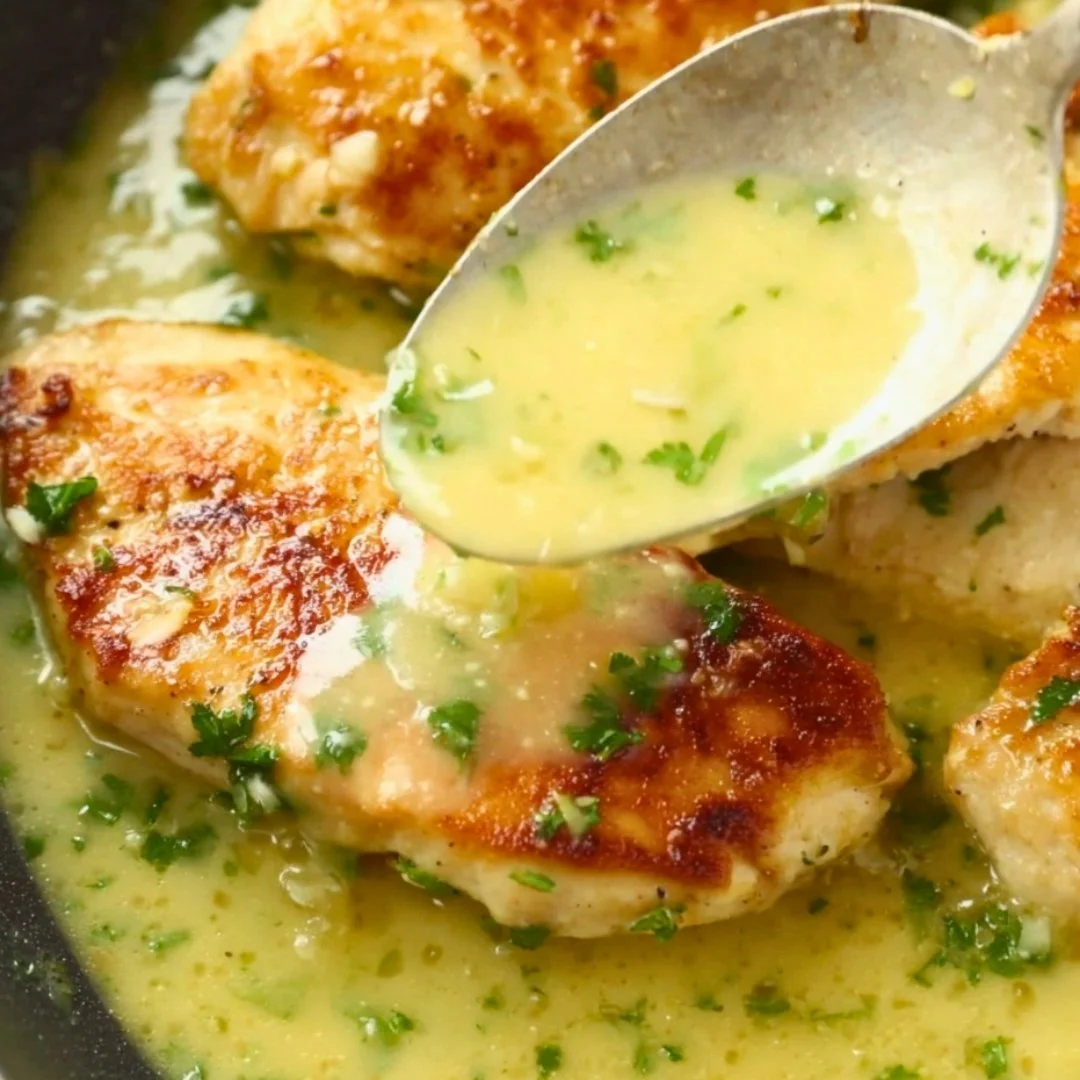 Delicious Garlic Butter Chicken served with herbs and spices