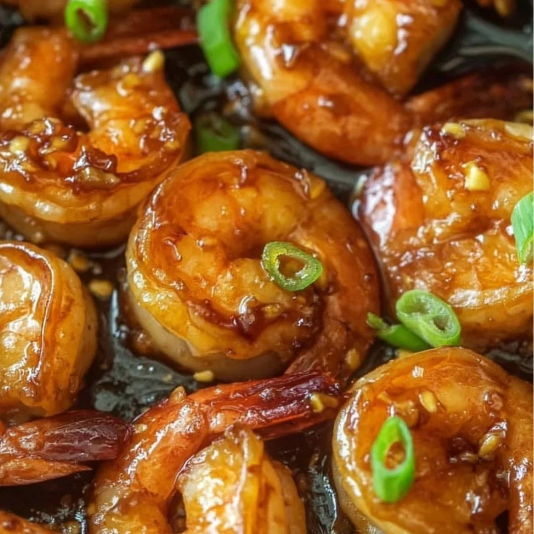 Delicious plate of honey garlic shrimp served with vegetables