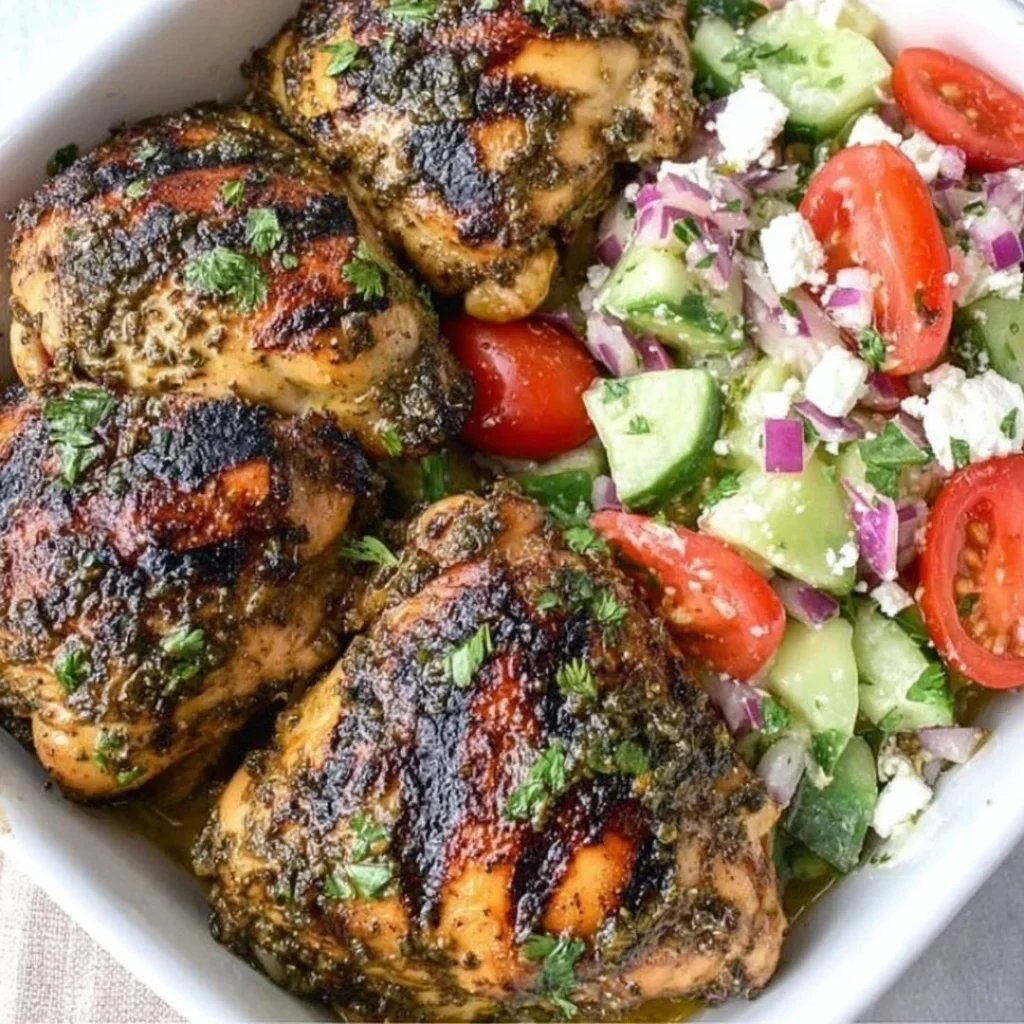Juicy Mediterranean chicken marinated with herbs and spices