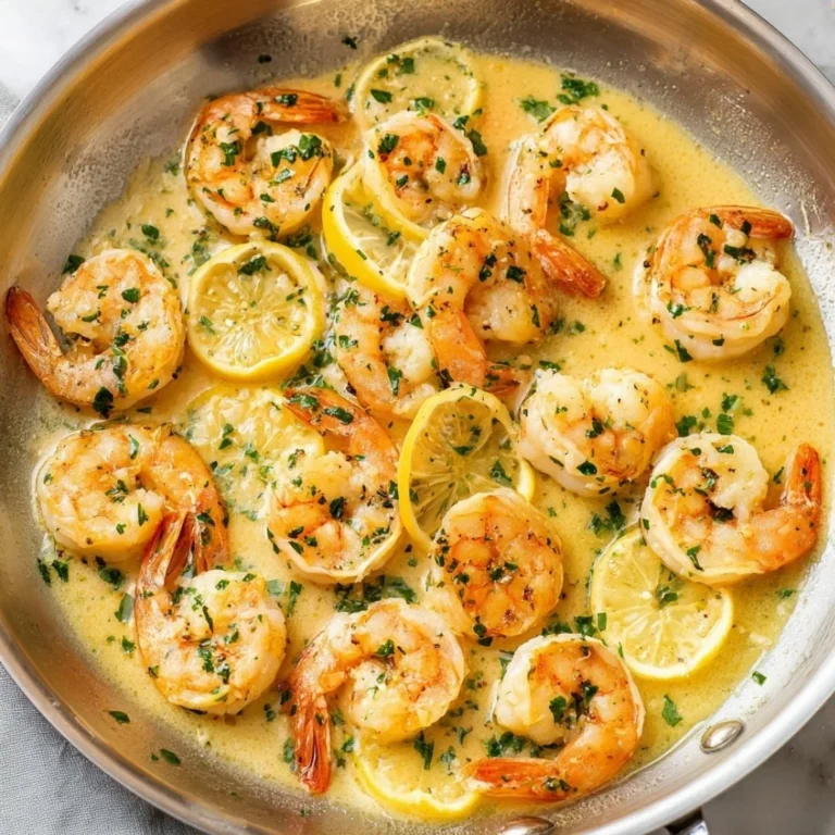 Delicious garlic butter shrimp served on a plate with fresh herbs