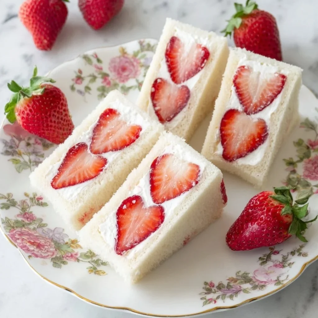 Delicious strawberry cream sandwiches filled with fresh strawberries and cream
