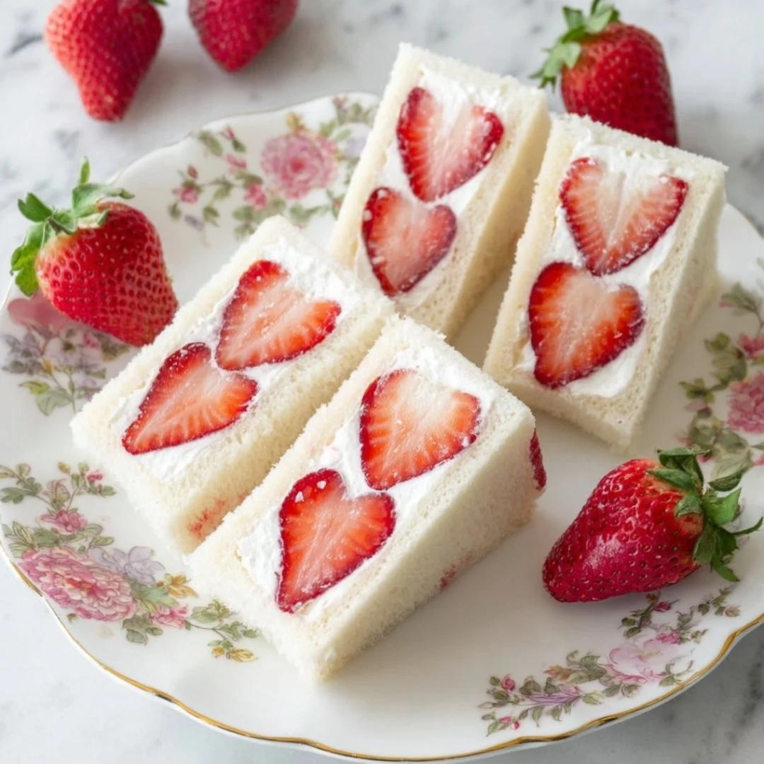 Delicious strawberry cream sandwiches filled with fresh strawberries and cream