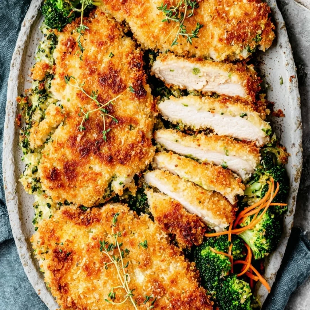 Delicious baked ranch chicken served with sides