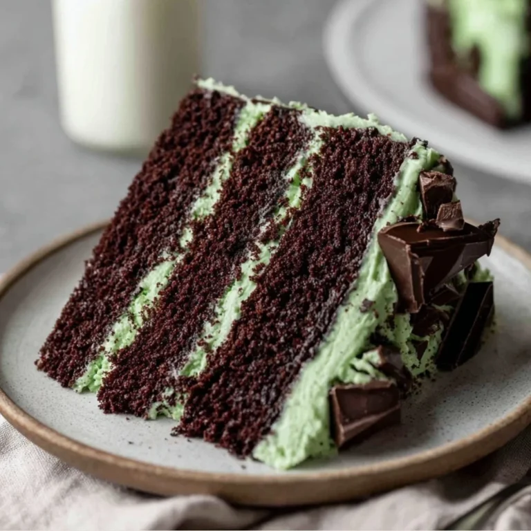 Delicious Chocolate Mint Layered Cake with chocolate and mint frosting