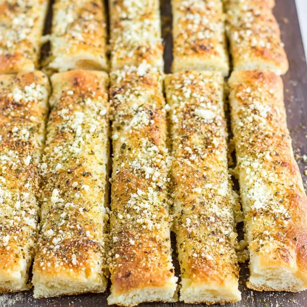 Delicious homemade copycat Pizza Hut Breadsticks served with marinara sauce.