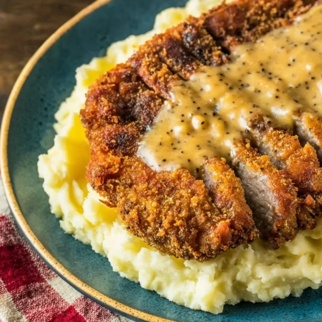 Delicious Country Fried Steak served with rich gravy on a plate