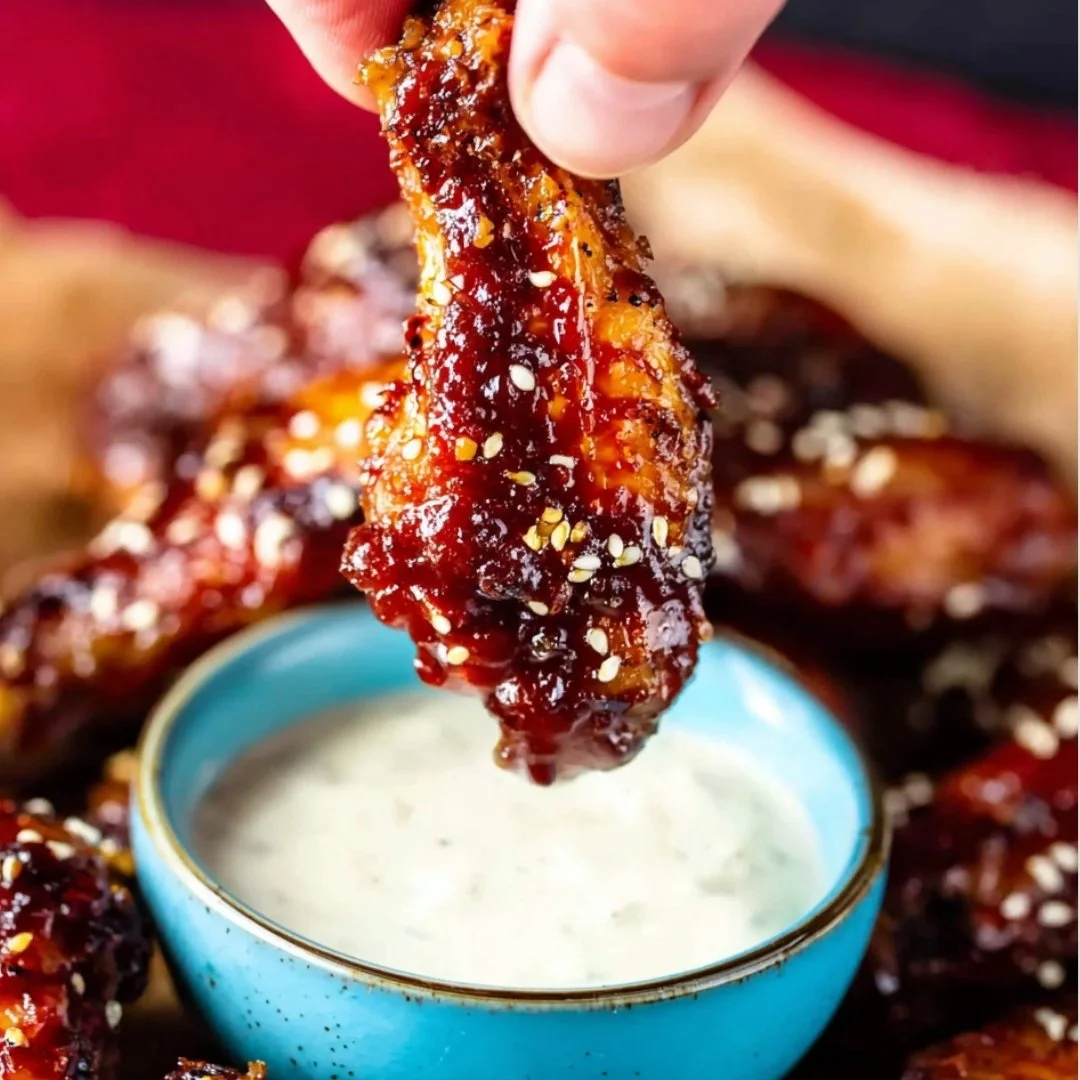 Delicious Crock Pot Sweet and Spicy Sticky Wings ready to serve