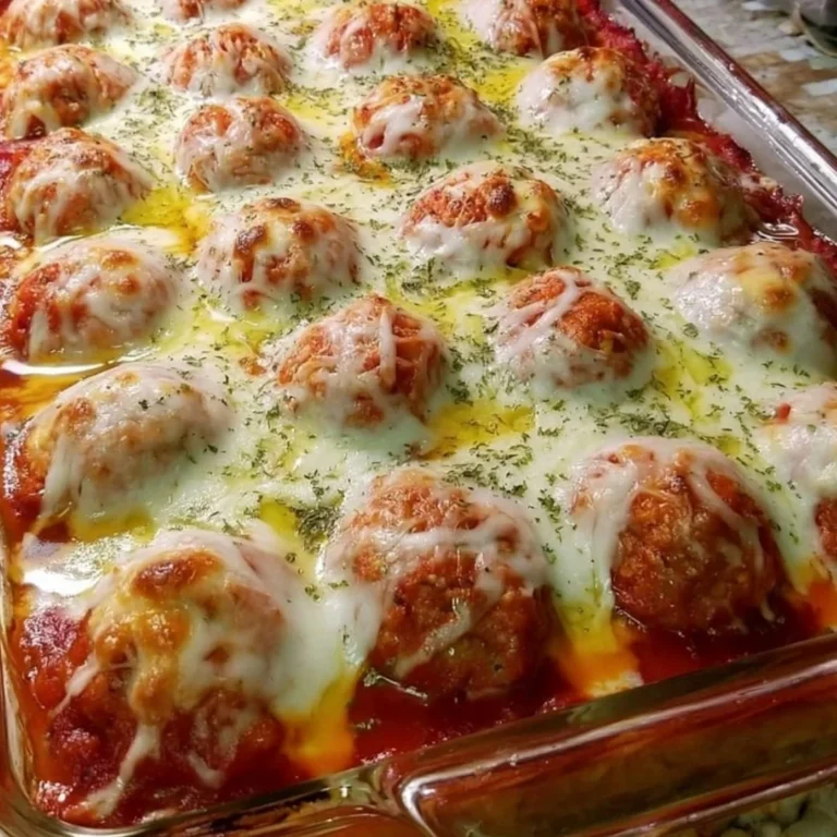 Delicious Dump-and-Bake Meatball Casserole served in a baking dish
